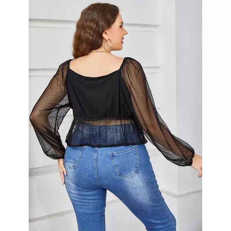 Curvy Chic Mesh See Through Top For Plus Size Women