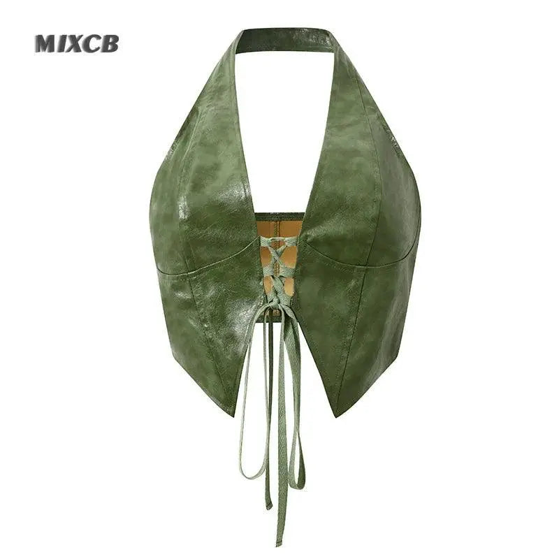 Mixcb Leather Halter Vest Streetwear Confidence Booster