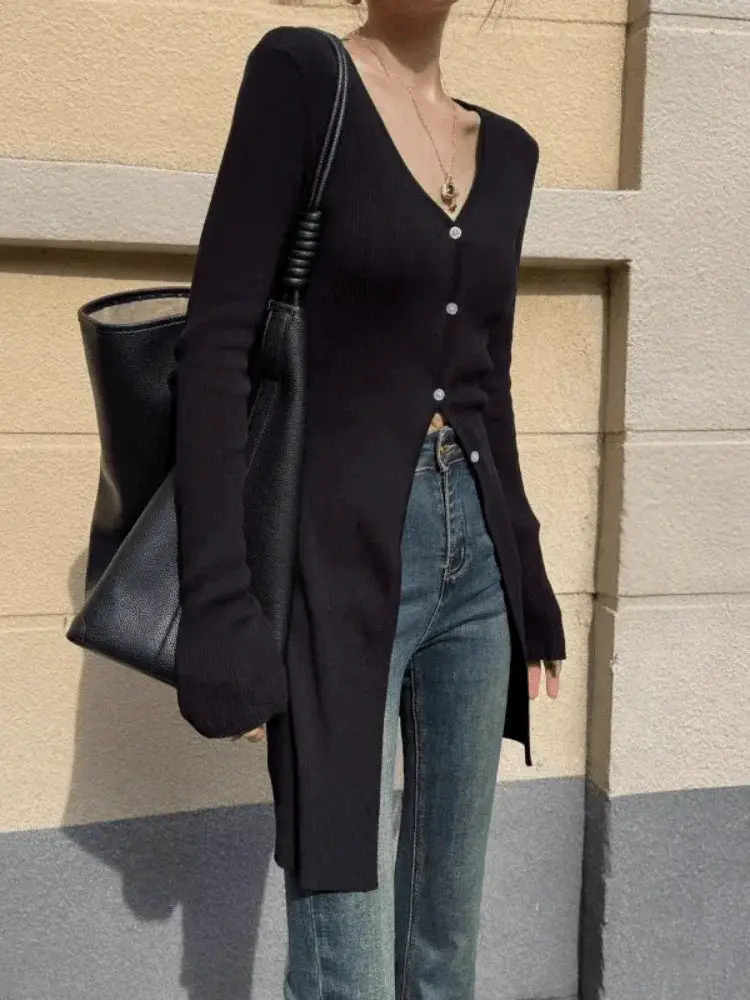 French Chic V Neck Sweater Autumn 2023 Style Statement