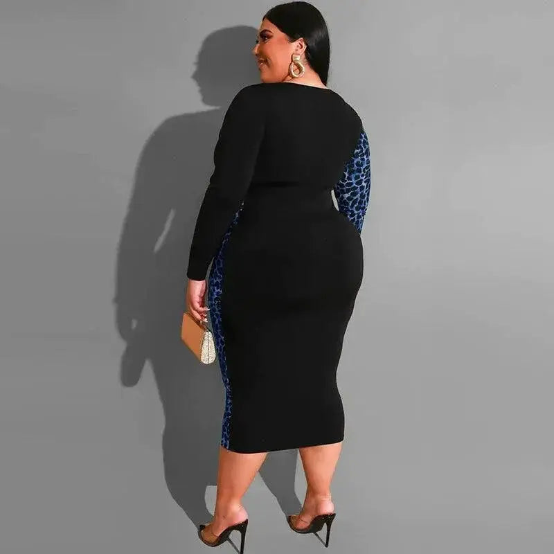 Leopard Lace V Neck Dress Sophisticated Women Apparel
