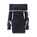 French Style Long Sleeve Dress With Bow Details For Autumn