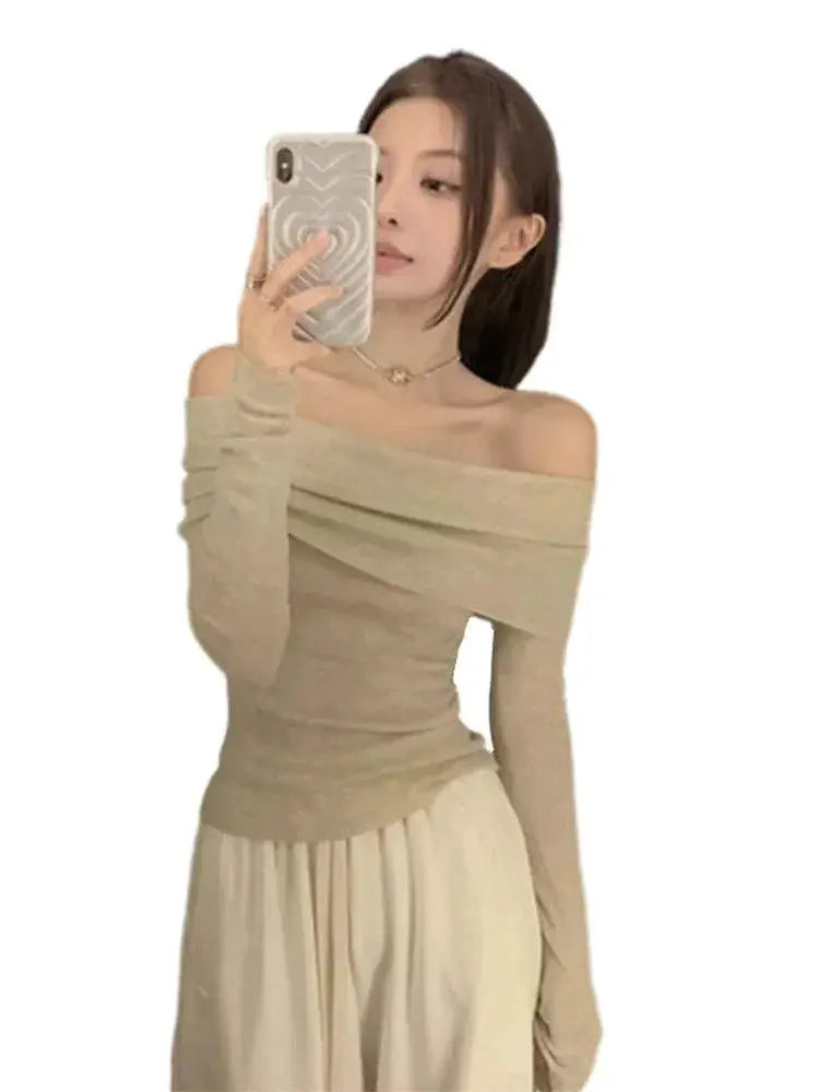 Japanese Charm Off Shoulder Sweater Elegant Comfortable Chic