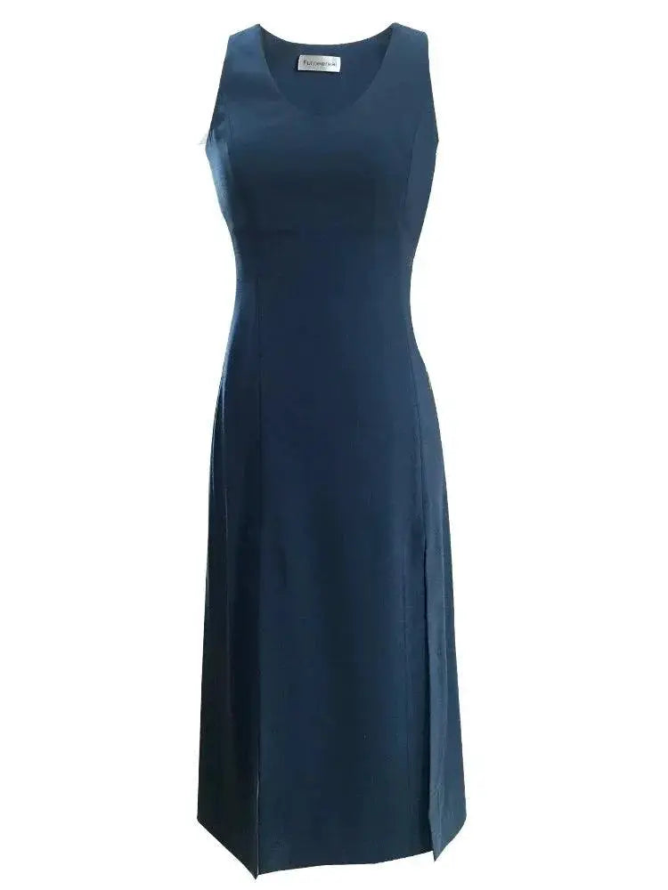 Blue Slim Fit Summer Vest Dress Elegant Womens Fashion
