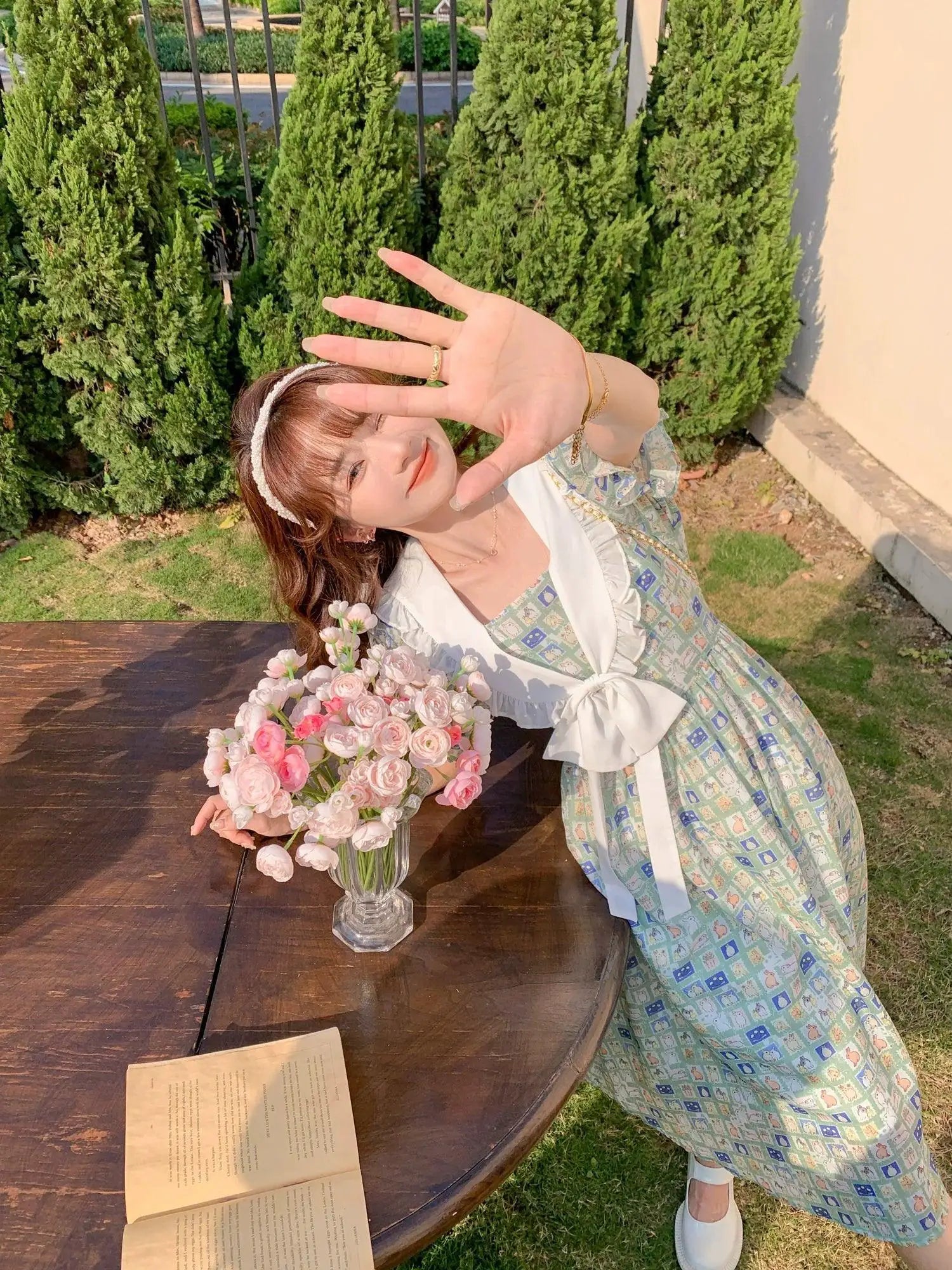 Lu Xiaonai Rabbit Print Summer Dress Princess Charm Style