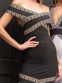 Elegant Black Jacquard Dress Retro French Style Statement