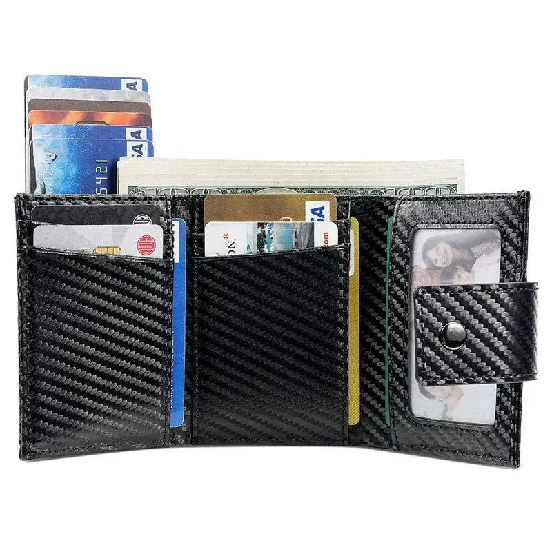 Crazy Horse Leather Automatic Card Holder Wallet For Men