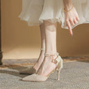 Fairy Pearl Stiletto Heels Elegant Wedding Shoes with Toe Cap