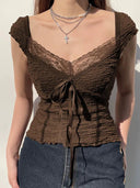 Retro Fishbone Style Short-Sleeve Tee for Summer Chic Looks