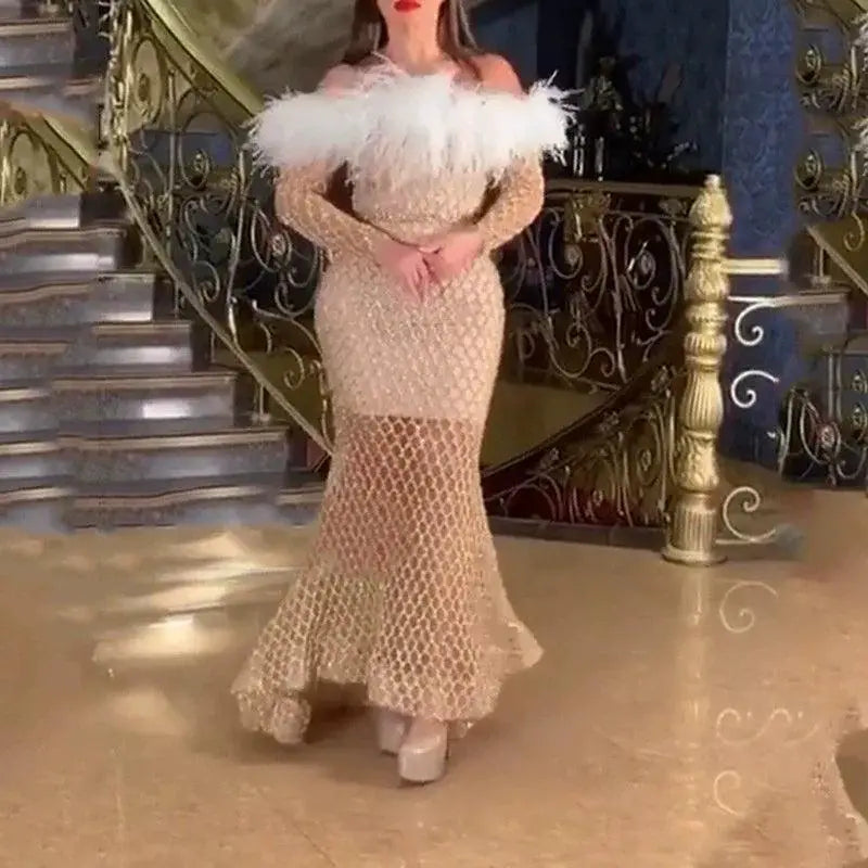 Lady Sequin Wrap Dress Sparkling Gown For Special Events