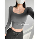 Chic Solid Long Sleeve T-shirt Fashion Forward Street Style