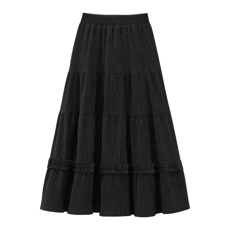Elegant Velvet Apricot Ruffled A Line Midi Dress Chic