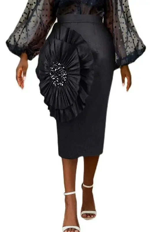 Plus Size Floral Midi Skirt With Timeless Elegant Charm