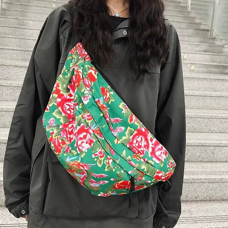 Floral Chinese Chest Bag Foldable Stylish Fashion Accessory