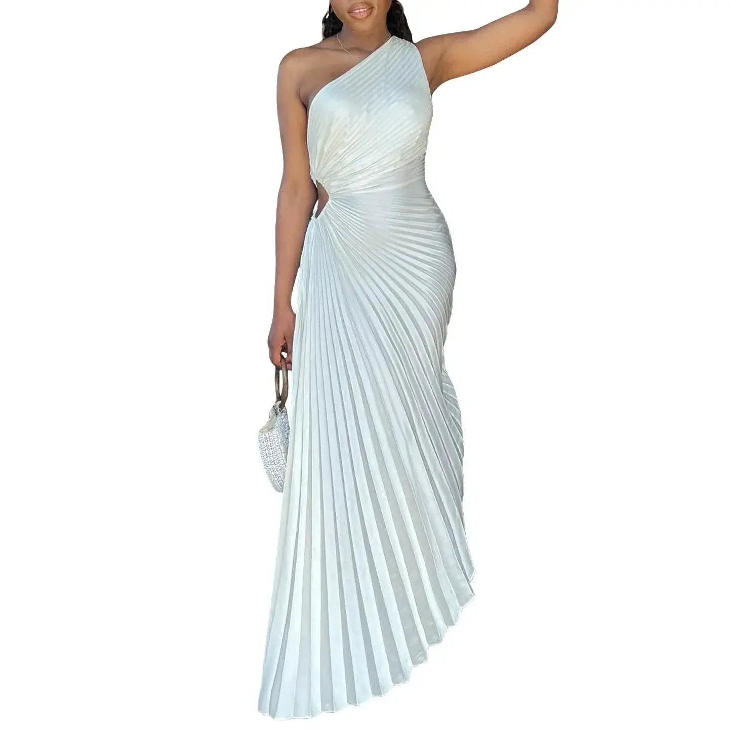 Glossy One Shoulder African Dress Stylish Summer Chic