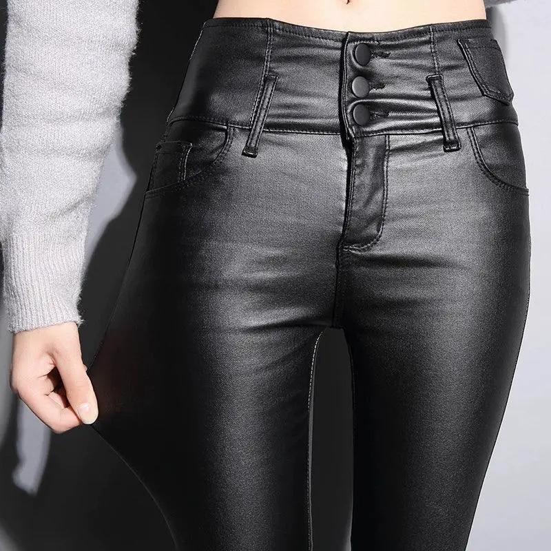 Velvet High Waist Leather Pants Luxe Winter Statement