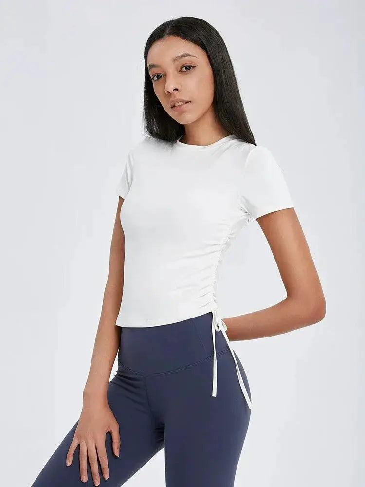 Yoga Exercise Top Elastic Fitness Tee For Women Breathable