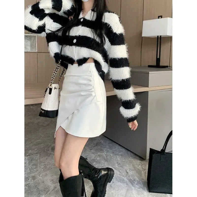 Irregular PU Leather Skirt Edgy A Line Fashion Statement
