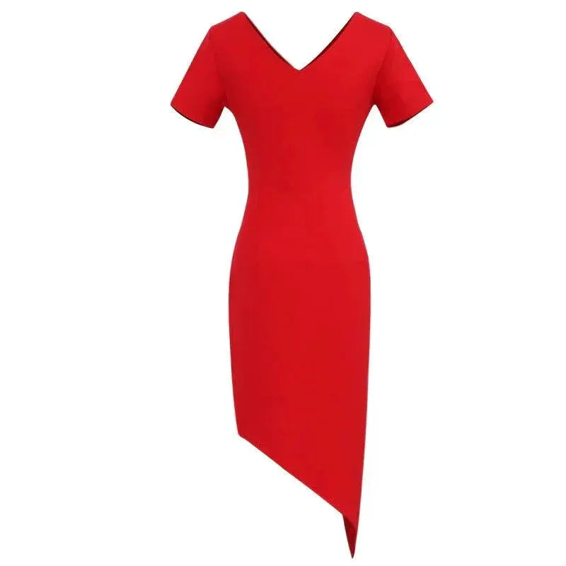 Vibrant Red Hip Wrapped Dress For Chic Summer Fashion