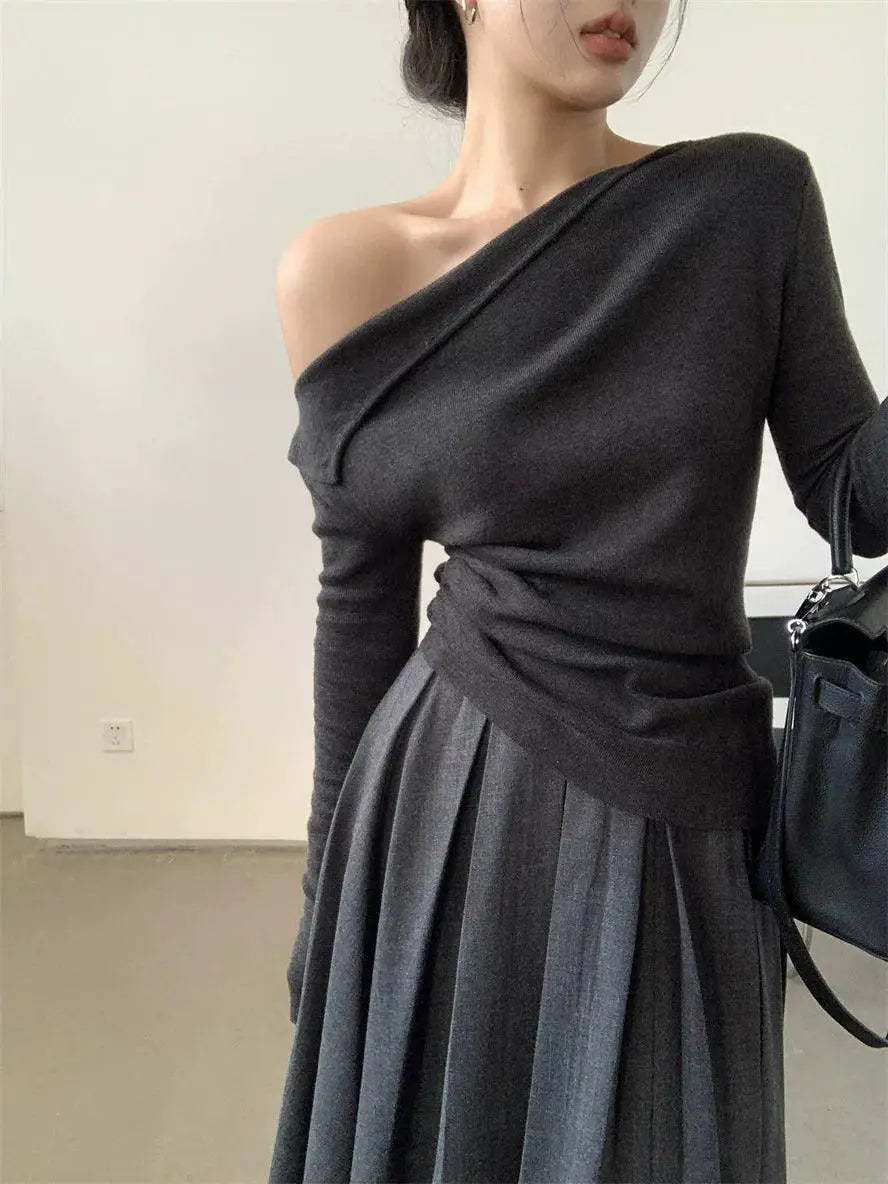 Cozy Off Shoulder Knit Sweater For Trendy Winter Style