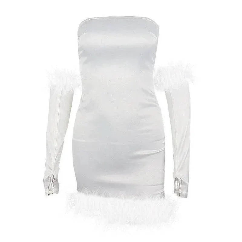 European Chic Cuff Sleeve Winter Dress Elegant Fashion