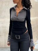 Easy-Fit Patchwork Polo Top for Women