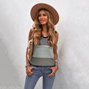 Womens Sleeveless Color Matching Casual Round Neck Vest