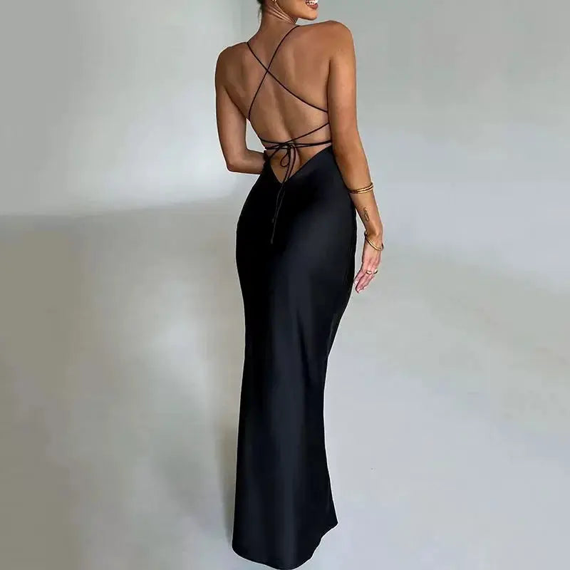 Transition Sexy Zone Satin Open Back Fishtail Dress