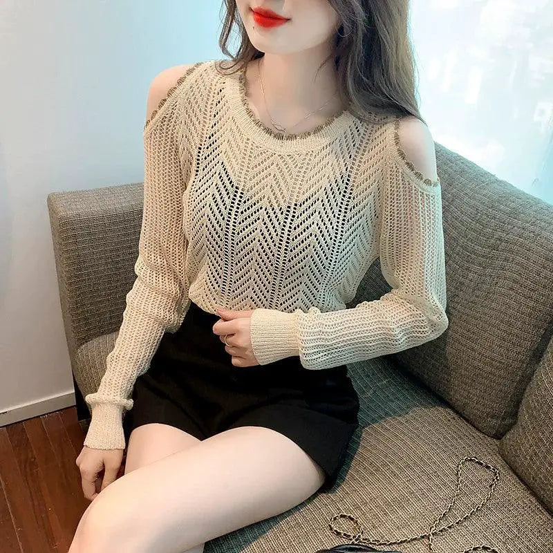 Sun Protective Off Shoulder Blouse Korean Chic Style