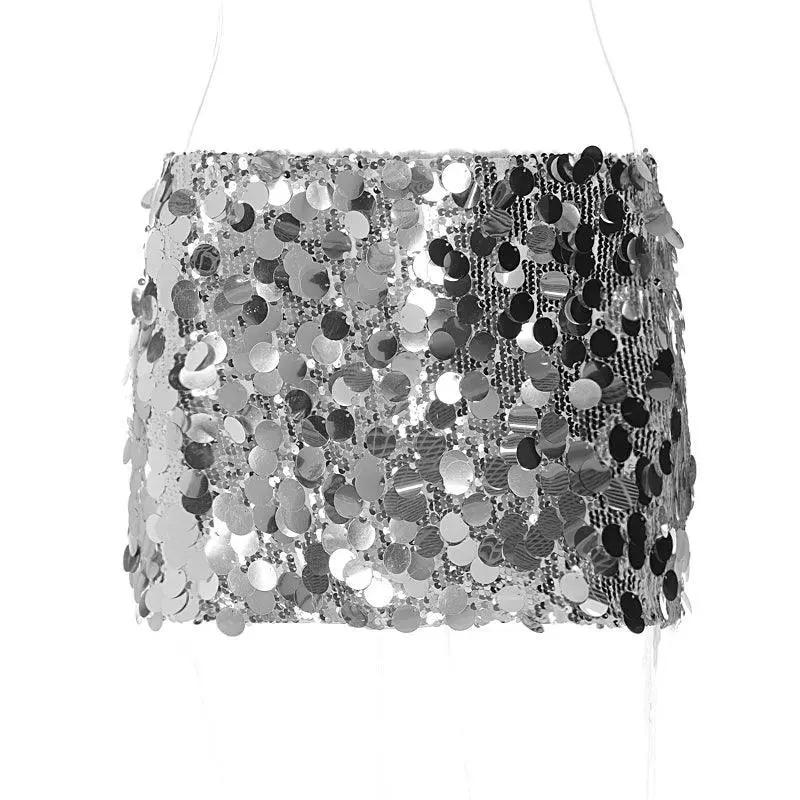 Shemoda Sequin Patchwork Dress Chic Low Waist Glamour Party