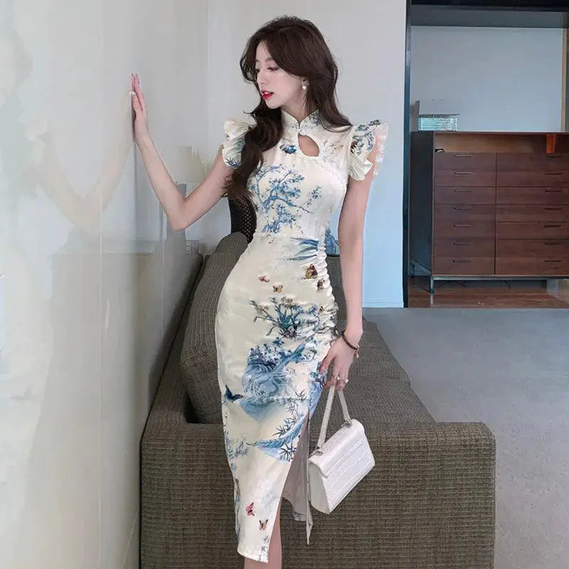 Luxury Cheongsam Dress Retro Commuting Elegance For Women