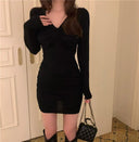 Waist-Trimming Knitted Dress Stylish Versatile Fashion Choice