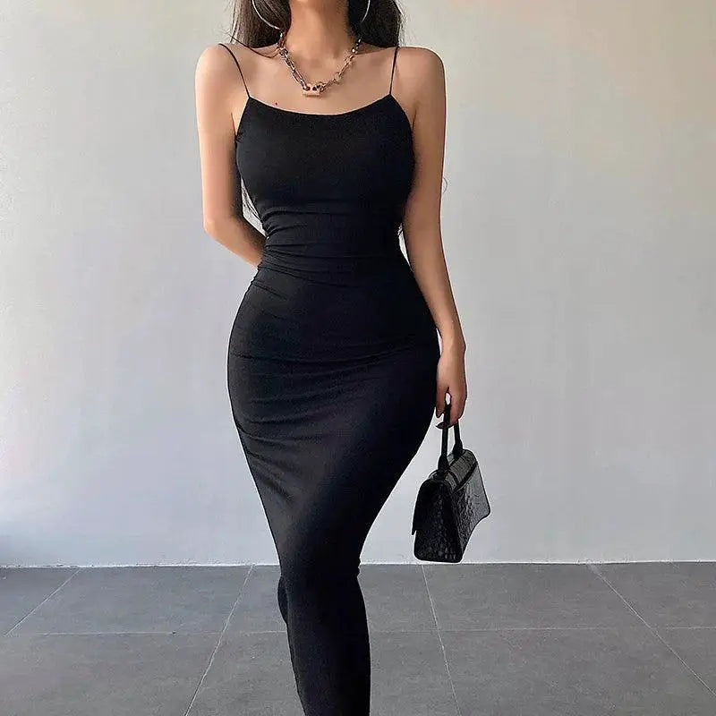 Elegant Spaghetti Strap Maxi Dress For Summer Glamour