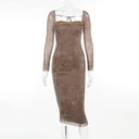 Insdoit Lace Bodycon Dress Retro Chic Winter Fashion