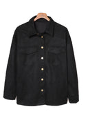 Pure Color Snap Button Loose Suede Shirt Coat Suede Chic