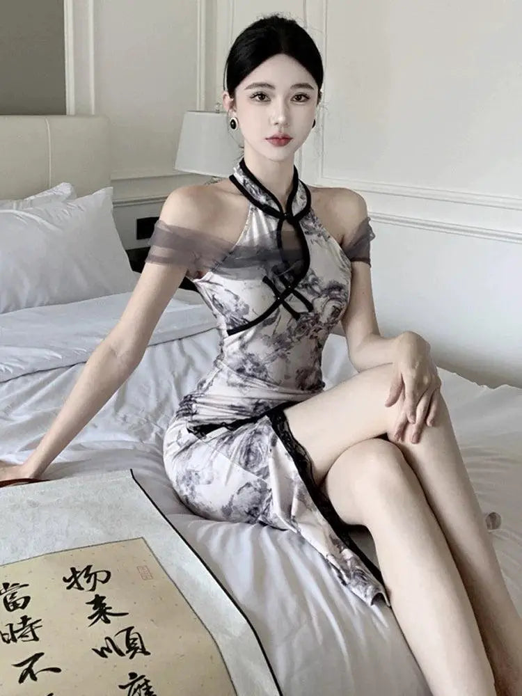 Luxurious Mesh Cheongsam Dress Sophisticated Elegant Choice