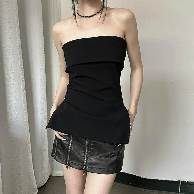 Knitted Backless Tube Top For Spring Fashion Statement