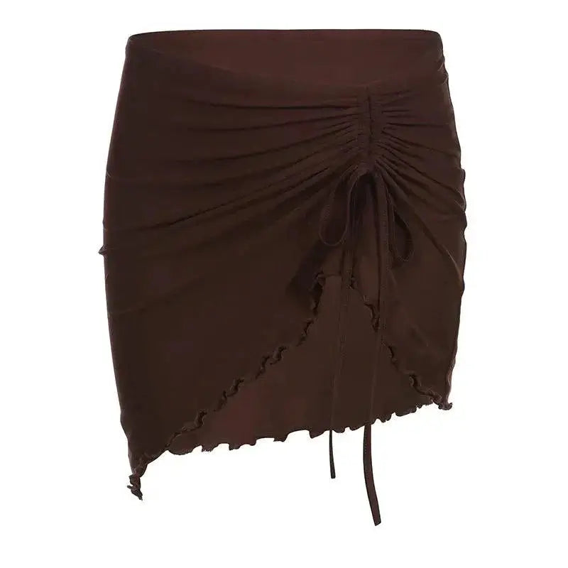 Retro Brown Bodycon Dress For Summer Street Style Elegance