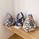 Retro Cotton Lunch Bag Stylish Canvas Tote for Foodies