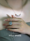 Emerald Clover Necklace Dual Wear Women
