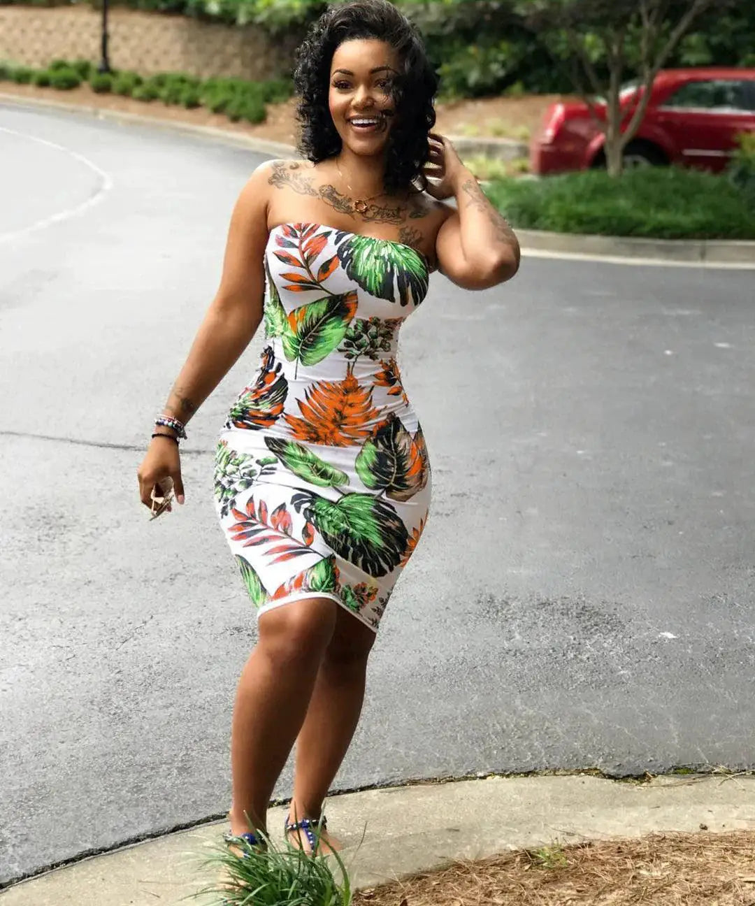 Party Mini Dress Flattering Wrap Chest Plus Size S3XL