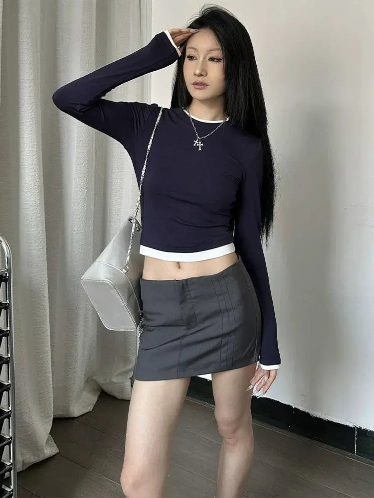 Shemoda Patchwork Long Sleeve T Shirt Fall Fashion Statement