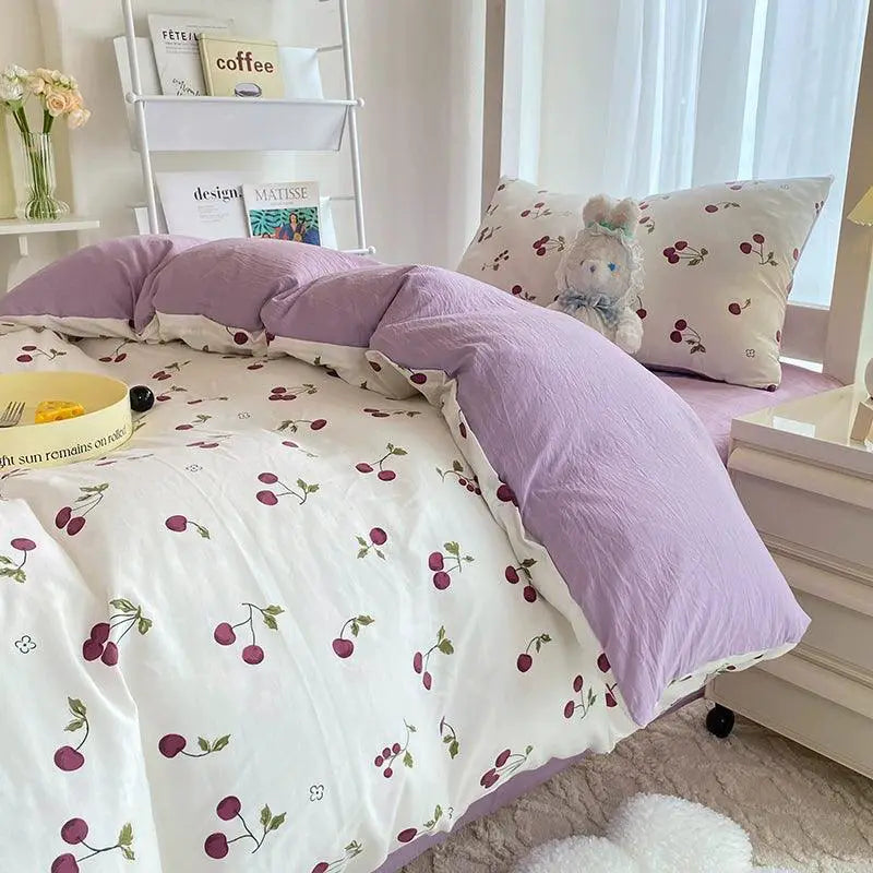 Cream Ins Girly Style Four Piece Bed Quilt Set For Students
