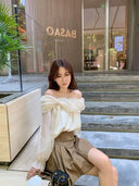 Fairy Collarbone Chic Top Effortless Elegance Blouse