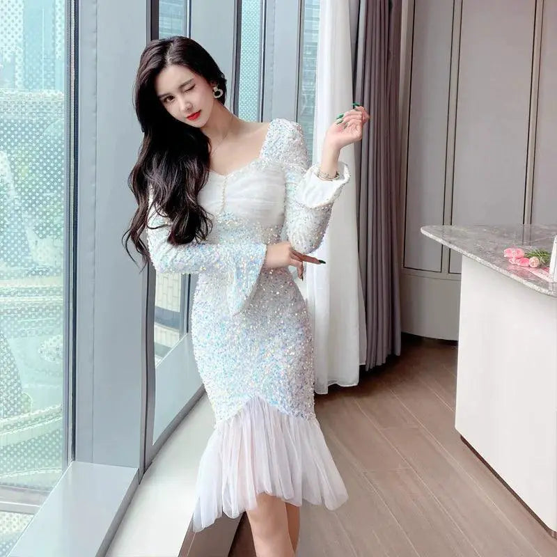 Elegant Sequined Hip Skirt Winter Glamour And Style