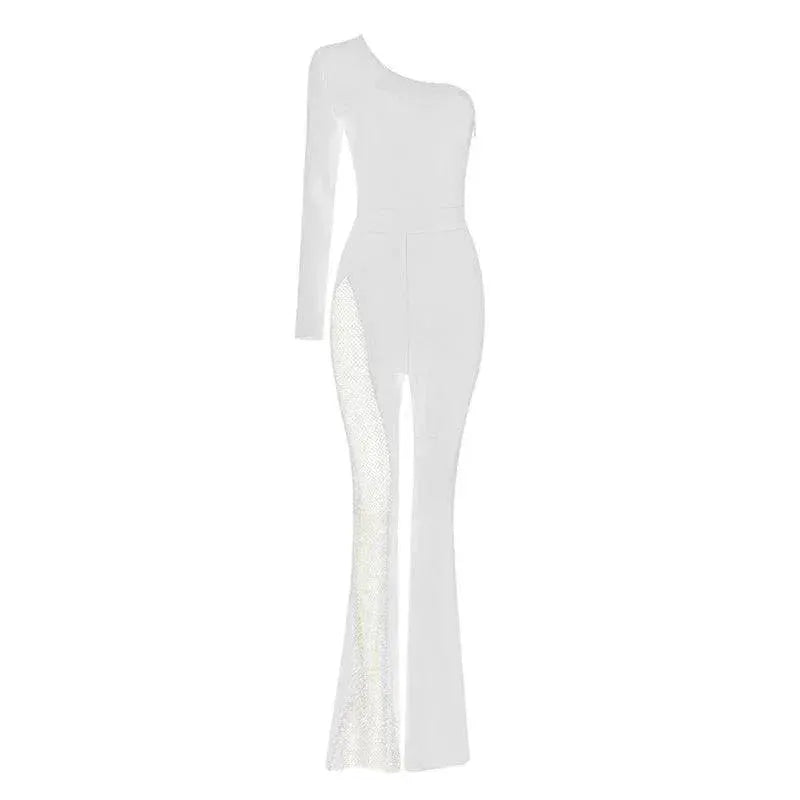 Sultry Sheer One Shoulder Jumpsuit Elegant Versatile Style