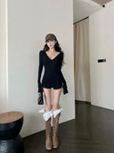 Autumn Chic V Neck Long Sleeve Tee For Everyday Style