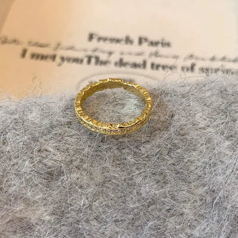 Letter Ring For Women Retro Opening Gold Index Finger Zircon