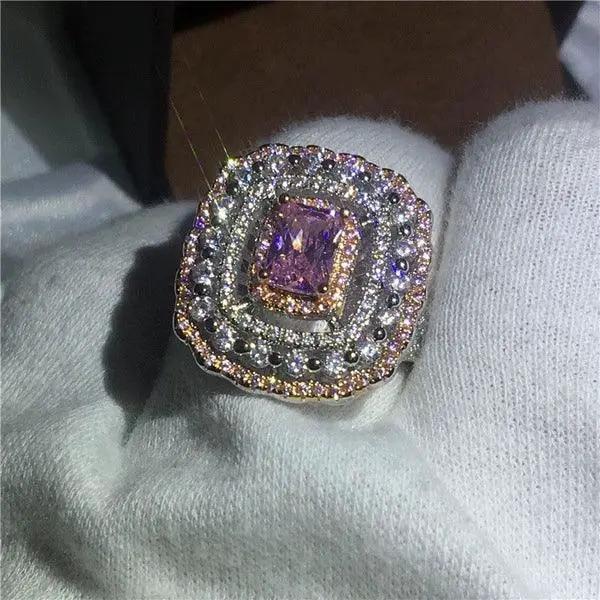 Enchanting Pink Crystal Princess Party Ring Sterling Silver