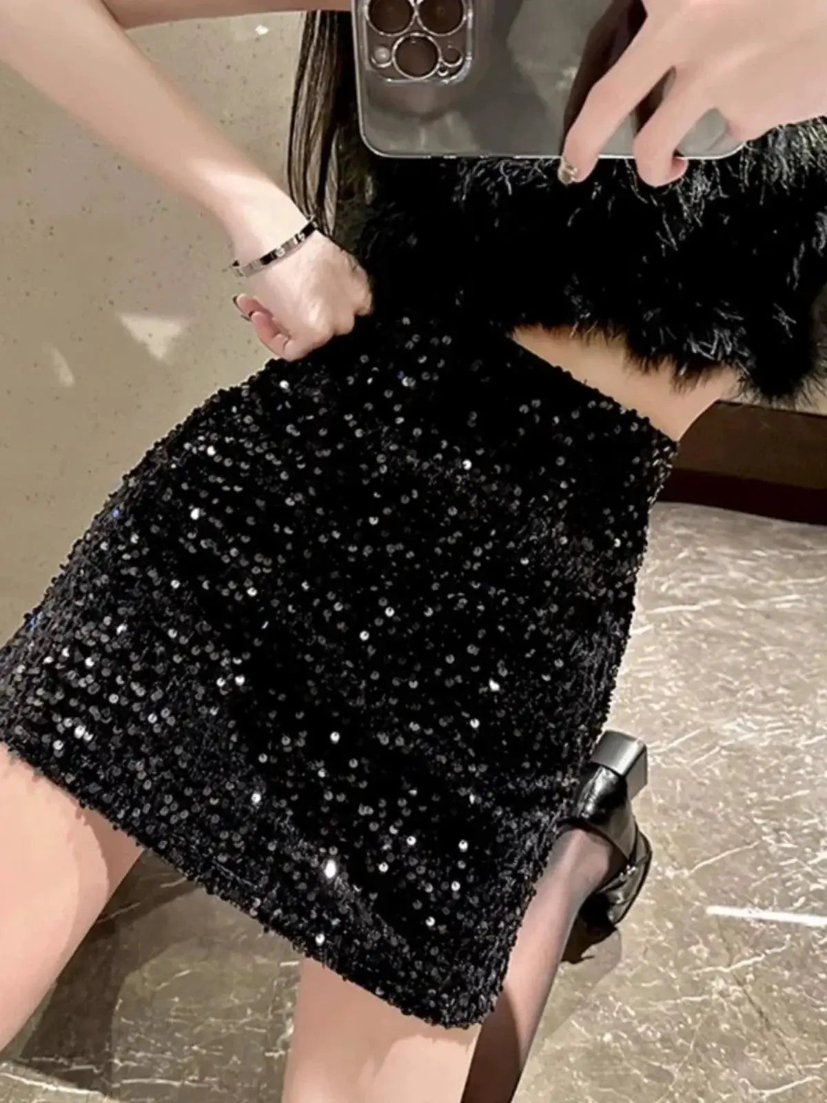 European Glam Sequin Skirt Elegance Meets Glamour Fashion