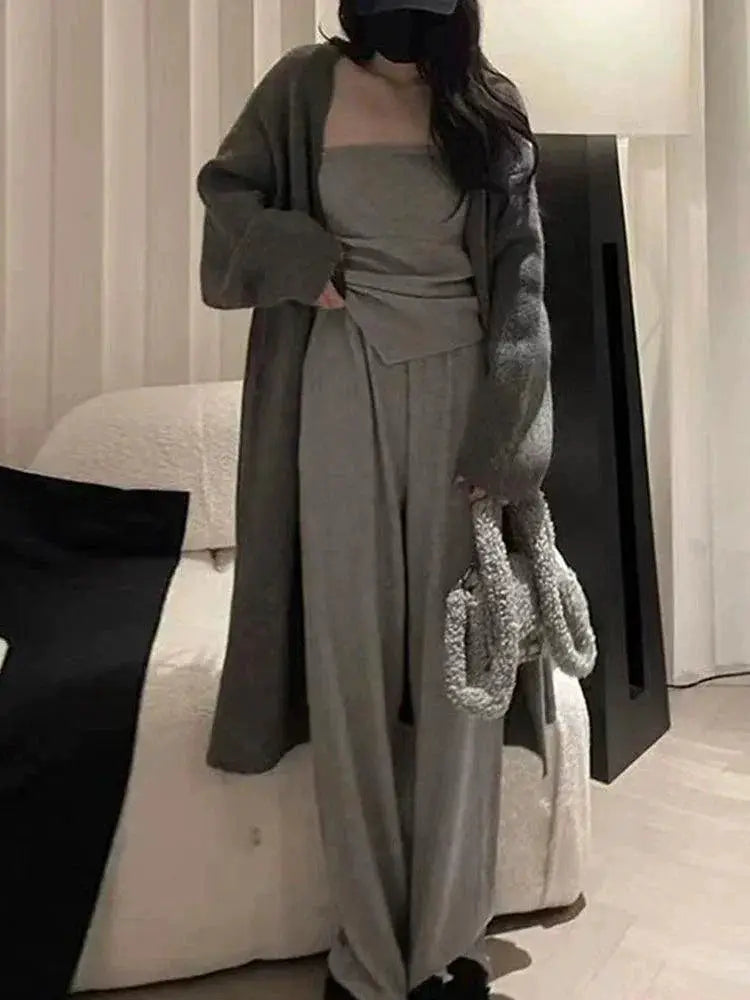 Early Spring Cardigan Tube Top Set Versatile Essential